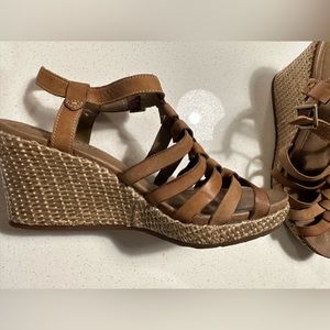 Cobb Hill by New Balance Women's Tan Braided Leather Wedge Heel Sandals 9M